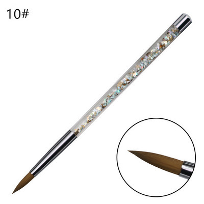 6 suuruses küünekunsti pintsel akrüülpuudri jaoks 100% nailonist maniküüri akrüülküünte ümmargune vedela sädeleva käepidemega küünekunsti pintsel