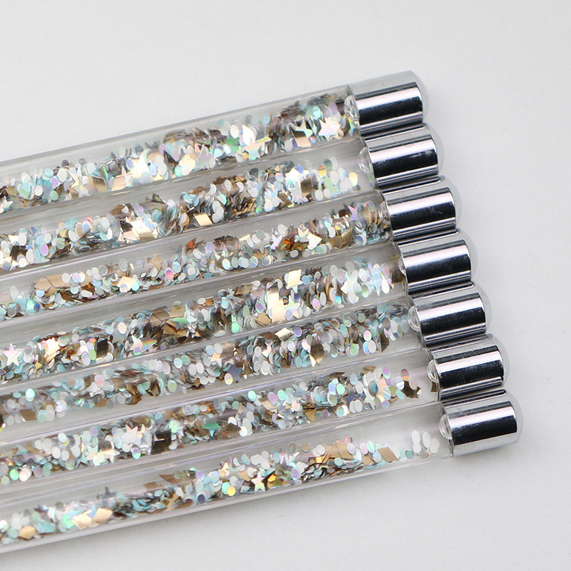 6 suuruses küünekunsti pintsel akrüülpuudri jaoks 100% nailonist maniküüri akrüülküünte ümmargune vedela sädeleva käepidemega küünekunsti pintsel