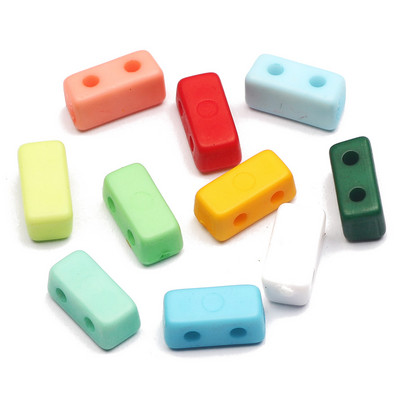 50-100 τμχ Πολύχρωμο Μείγμα Διπλής Τρύπας Τετράγωνες Χαλαρές Ακρυλικές Χάντρες Αποστάτης για Κοσμήματα Αξεσουάρ κολιέ βραχιόλι γοητείας DIY