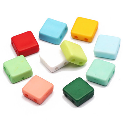 50-100 τμχ Πολύχρωμο Μείγμα Διπλής Τρύπας Τετράγωνες Χαλαρές Ακρυλικές Χάντρες Αποστάτης για Κοσμήματα Αξεσουάρ κολιέ βραχιόλι γοητείας DIY