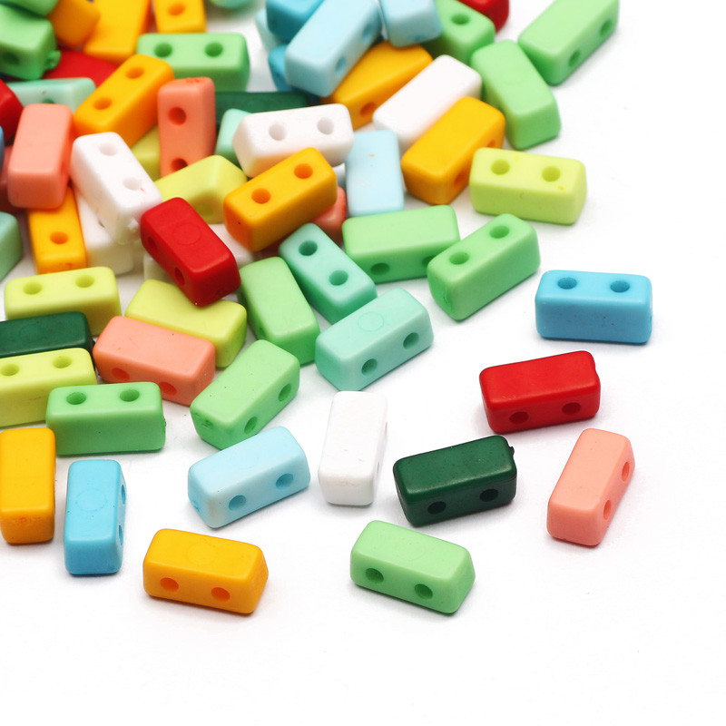 50-100 τμχ Πολύχρωμο Μείγμα Διπλής Τρύπας Τετράγωνες Χαλαρές Ακρυλικές Χάντρες Αποστάτης για Κοσμήματα Αξεσουάρ κολιέ βραχιόλι γοητείας DIY