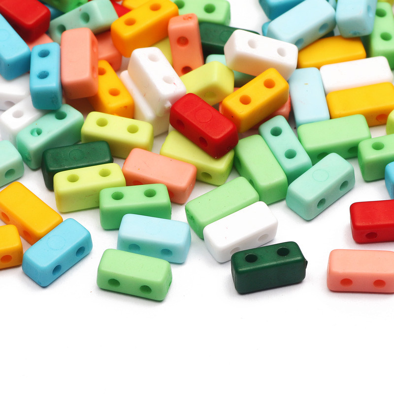 50-100 τμχ Πολύχρωμο Μείγμα Διπλής Τρύπας Τετράγωνες Χαλαρές Ακρυλικές Χάντρες Αποστάτης για Κοσμήματα Αξεσουάρ κολιέ βραχιόλι γοητείας DIY