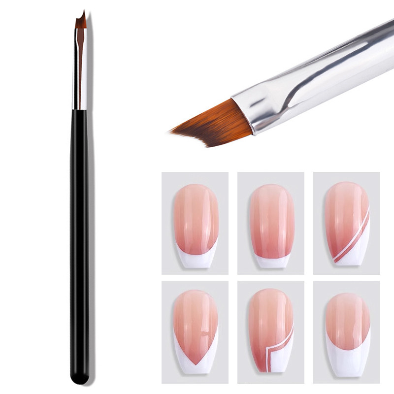 Skew Nail Brush Nail Art Brush Pen Geel UV küünte värvimise pliiats Akrüül Geel küünte maalimine Pintsli vooder DIY disainitööriistad
