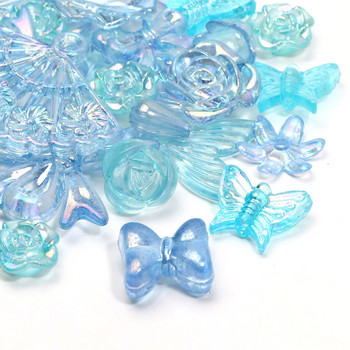 20g 5-40mm Μπλε διαφανείς ακρυλικές χάντρες πολλαπλών στυλ Spacer Charm Beads for Jewelry Making DIY Βραχιόλια Αξεσουάρ κολιέ