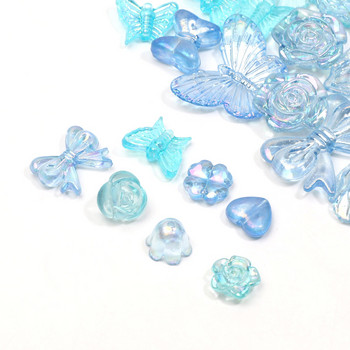 20g 5-40mm Μπλε διαφανείς ακρυλικές χάντρες πολλαπλών στυλ Spacer Charm Beads for Jewelry Making DIY Βραχιόλια Αξεσουάρ κολιέ