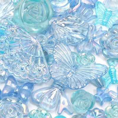 20g 5-40mm Μπλε διαφανείς ακρυλικές χάντρες πολλαπλών στυλ Spacer Charm Beads for Jewelry Making DIY Βραχιόλια Αξεσουάρ κολιέ