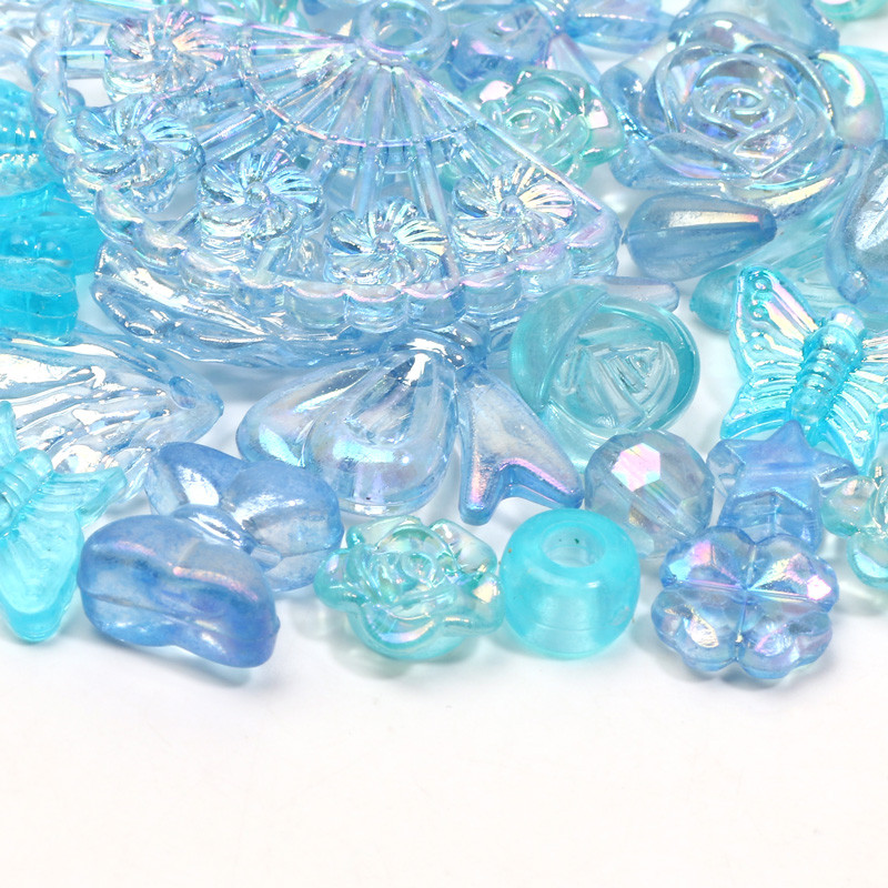 20g 5-40mm Μπλε διαφανείς ακρυλικές χάντρες πολλαπλών στυλ Spacer Charm Beads for Jewelry Making DIY Βραχιόλια Αξεσουάρ κολιέ
