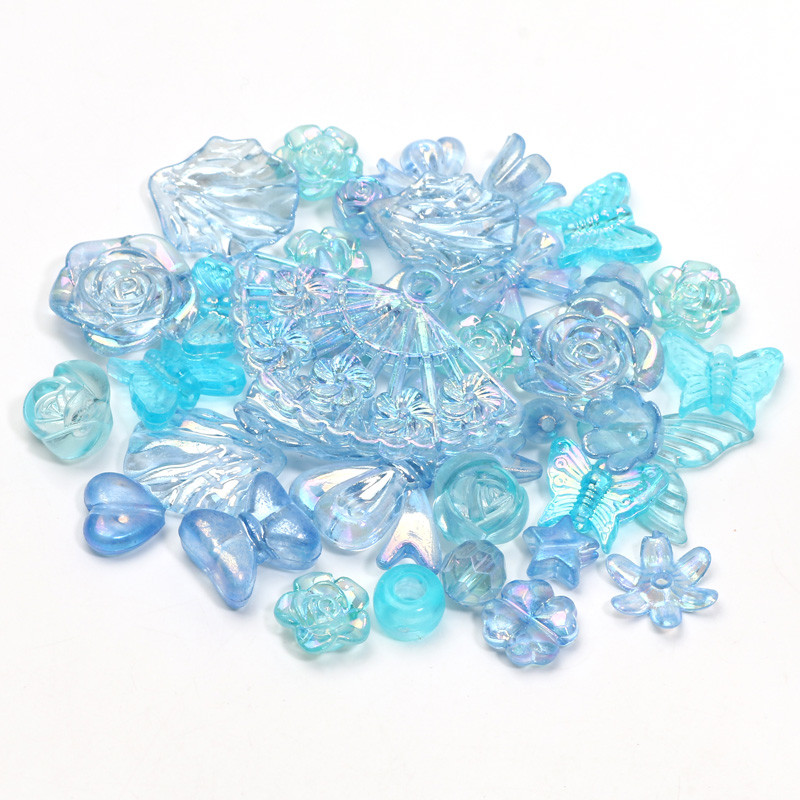 20g 5-40mm Μπλε διαφανείς ακρυλικές χάντρες πολλαπλών στυλ Spacer Charm Beads for Jewelry Making DIY Βραχιόλια Αξεσουάρ κολιέ