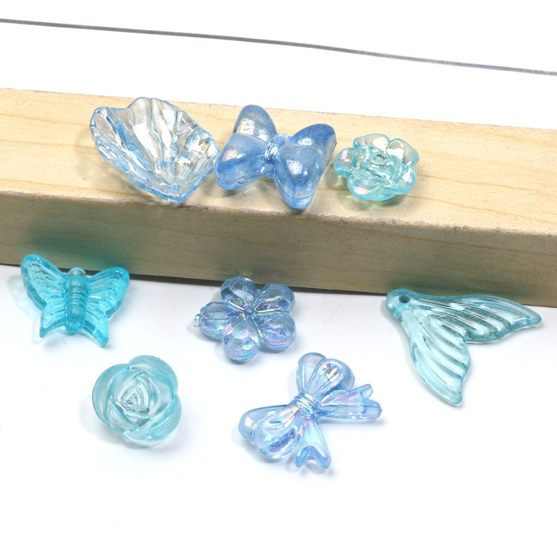 20g 5-40mm Μπλε διαφανείς ακρυλικές χάντρες πολλαπλών στυλ Spacer Charm Beads for Jewelry Making DIY Βραχιόλια Αξεσουάρ κολιέ