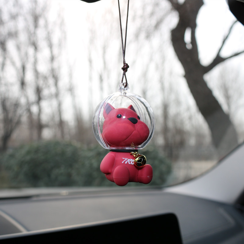 PVC kosminė kaukė šunų automobilio galinio vaizdo veidrodžio pakabukas varpelio šunų automobilio apdaila Poros pakabukų dovanos vyrams Kosminių šunų automobilio priedai