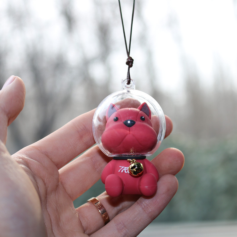 PVC kosminė kaukė šunų automobilio galinio vaizdo veidrodžio pakabukas varpelio šunų automobilio apdaila Poros pakabukų dovanos vyrams Kosminių šunų automobilio priedai