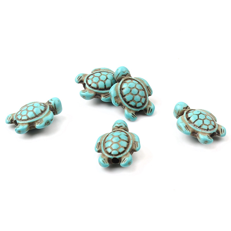 Τυρκουάζ 14x18 χιλιοστών Σχήμα χελώνας Χάντρες από φυσική πέτρα Loose Spacer Beads For DIY Fashion Charms Βραχιόλι Κολιέ Κοσμήματα