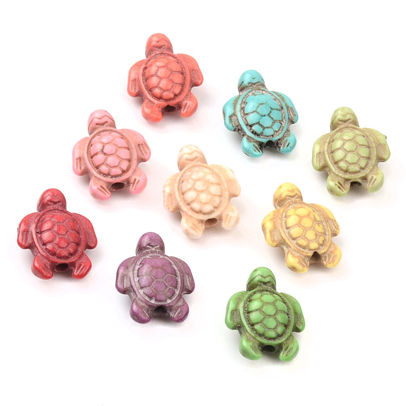 Τυρκουάζ 14x18 χιλιοστών Σχήμα χελώνας Χάντρες από φυσική πέτρα Loose Spacer Beads For DIY Fashion Charms Βραχιόλι Κολιέ Κοσμήματα