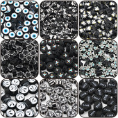 Hulgimüük multifilmi mustad savihelmed, 20 tk polümeerist helmed ehete valmistamiseks, käsitöö, kõrvarõngad, võtmehoidjad, käevõrud, aksessuaarid