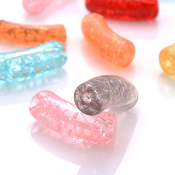 iYOE 5/10 τμχ Μίγμα Χρώμα ραγισμένα λυγισμένα χάντρες σωλήνων Long curved tube spacer beads for jewelry Making Bracelet Diy Phone Chain Beads