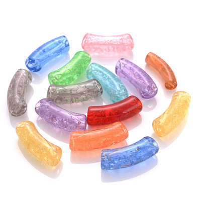 iYOE 5/10 τμχ Μίγμα Χρώμα ραγισμένα λυγισμένα χάντρες σωλήνων Long curved tube spacer beads for jewelry Making Bracelet Diy Phone Chain Beads