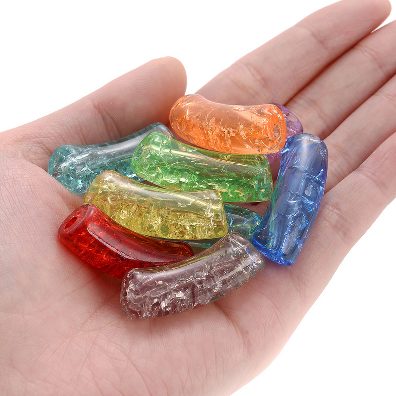 iYOE 5/10 τμχ Μίγμα Χρώμα ραγισμένα λυγισμένα χάντρες σωλήνων Long curved tube spacer beads for jewelry Making Bracelet Diy Phone Chain Beads