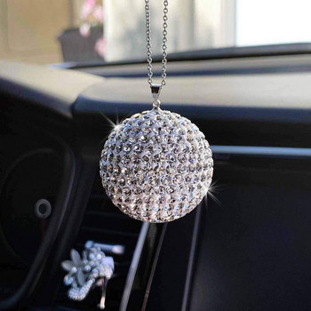 Μοντέρνο Laid Lmitation Diamond Crystal Ball Car Καθρέφτης Πίσω Κρεμαστό Μπάλα Διακόσμηση αυτοκινήτου Αξεσουάρ Ζευγάρι Δώρα για Κορίτσι