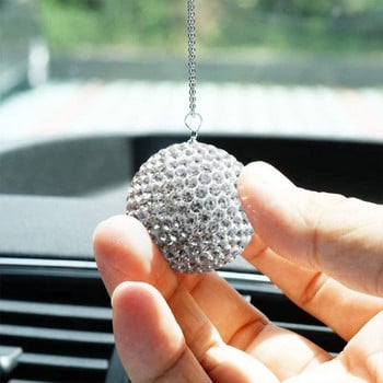 Μοντέρνο Laid Lmitation Diamond Crystal Ball Car Καθρέφτης Πίσω Κρεμαστό Μπάλα Διακόσμηση αυτοκινήτου Αξεσουάρ Ζευγάρι Δώρα για Κορίτσι