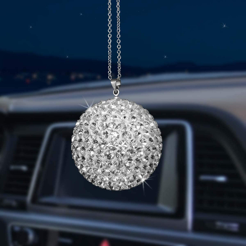 Μοντέρνο Laid Lmitation Diamond Crystal Ball Car Καθρέφτης Πίσω Κρεμαστό Μπάλα Διακόσμηση αυτοκινήτου Αξεσουάρ Ζευγάρι Δώρα για Κορίτσι