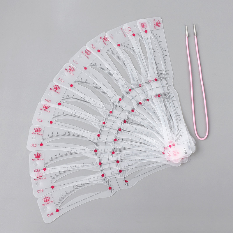 12 vnt./rinkinys Tvirtinamieji antakių trafaretai Daugkartiniai lipdukai Makiažo piešimas Antakių antspaudas Priežiūra antakių formavimo šablonas Grožio įrankiai