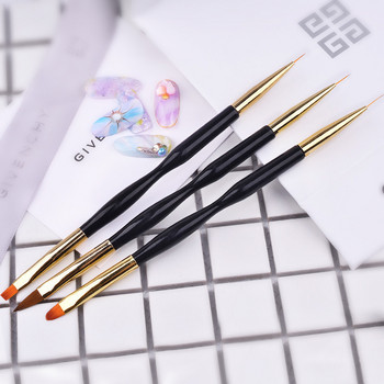 1PC Четка за ноктопластика с двойна глава UV Gel Polish Design Dot Painting Detailing Pen Brushes Carving Рисуване Hooking Pen Brush