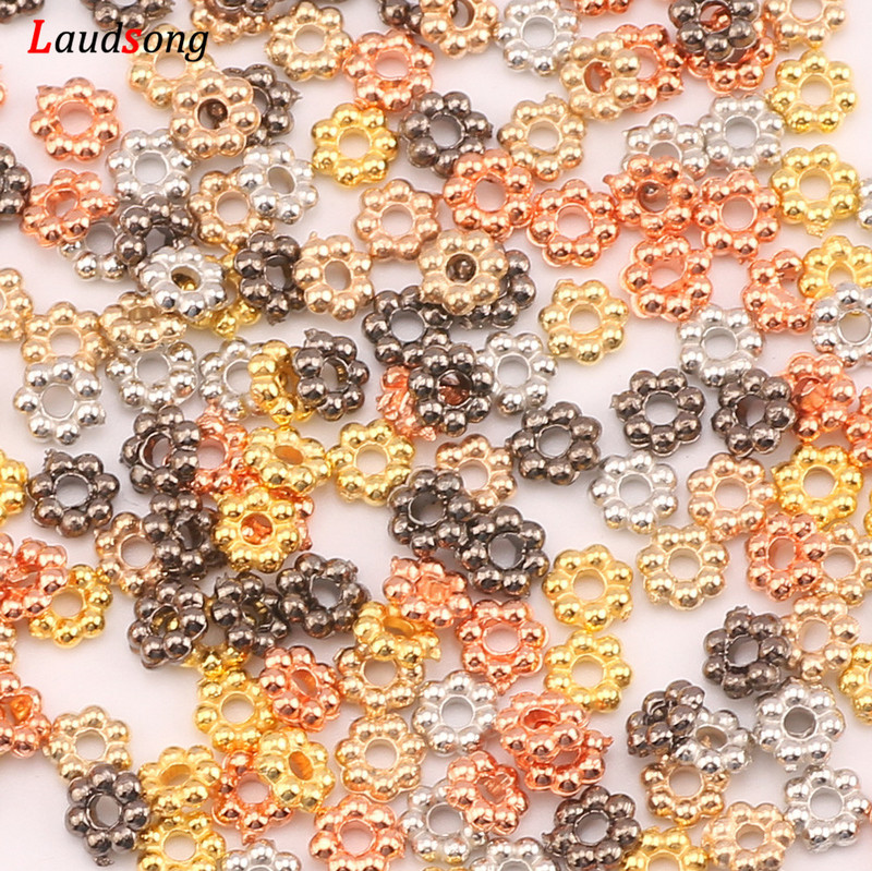 1000 bucăți 4mm margele distanțare CCB mici, formă rotundă, mărgele de fulgi de nea vrac pentru fabricarea de bijuterii, accesorii pentru brățară de colier