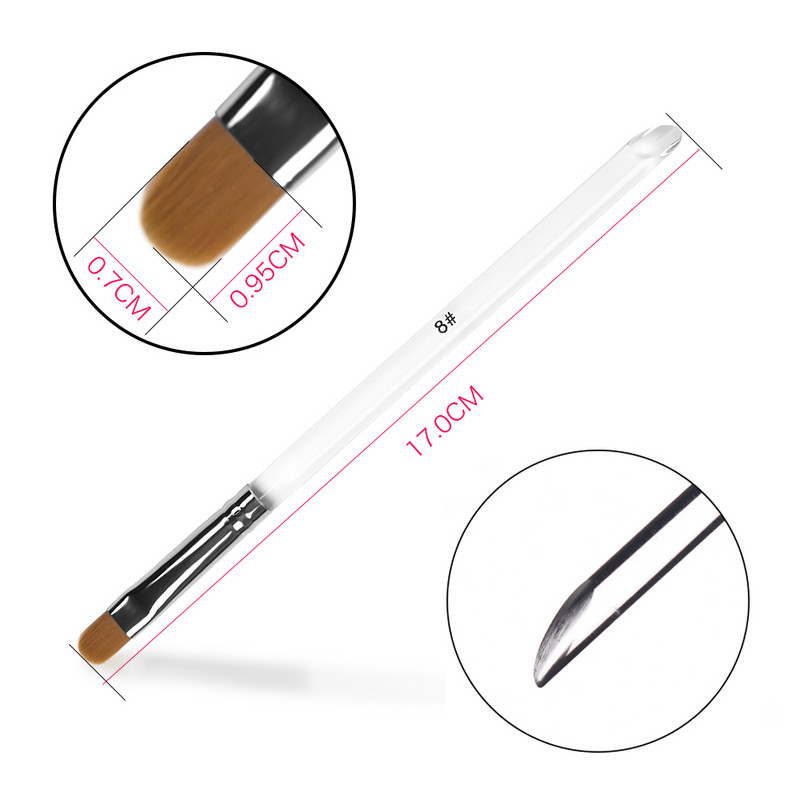 2 τμχ/Σετ UV Gel Nail Art Brush Στρογγυλή κεφαλή Ακρυλικό πινέλο Επέκταση νυχιών Βάψιμο Σετ εργαλείων μανικιούρ με στυλό Nail Art