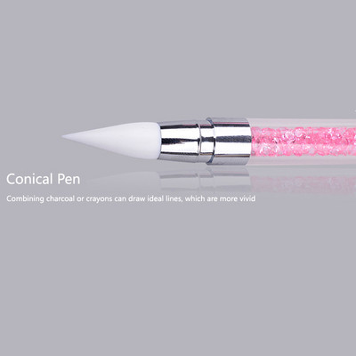 1 PC dvigalvis itin minkštas silikoninis rašiklis Kalnų krištolas Nail Art Brush Pen Silikoninės galvutės raižybos taškelių drožimo įrankis moterims „pasidaryk pats“ šepetys