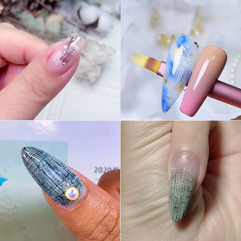 1 tk gradientpintsel küünte disaini jaoks sakiline akvarell geellakiga värvipintsel, nailon juuste puidust käepidemega maniküüri tööriist PP285