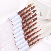 Σετ στυλό νυχιών Nail Art Ακρυλική Υγρή Πούδρα σκάλισμα με προέκταση UV Βούρτσα ζωγραφικής Rose Gold Εργαλείο πινέλου νυχιών