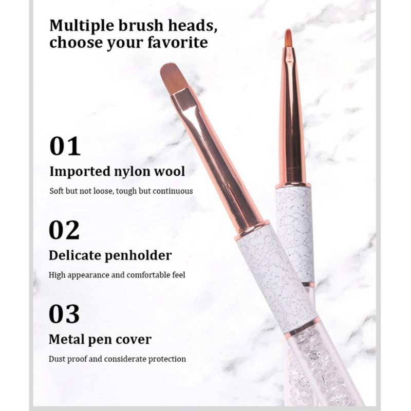 Σετ στυλό νυχιών Nail Art Ακρυλική Υγρή Πούδρα σκάλισμα με προέκταση UV Βούρτσα ζωγραφικής Rose Gold Εργαλείο πινέλου νυχιών