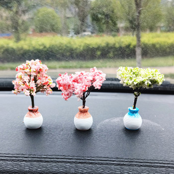 Νέο αυτοκίνητο Mini Tree Decorations Κεντρική κονσόλα Αξεσουάρ πράσινα φυτά τοποθετημένα σε αυτοκίνητο Προσομοιωμένη διακόσμηση λουλουδιών Χαριτωμένο δώρο για κορίτσια