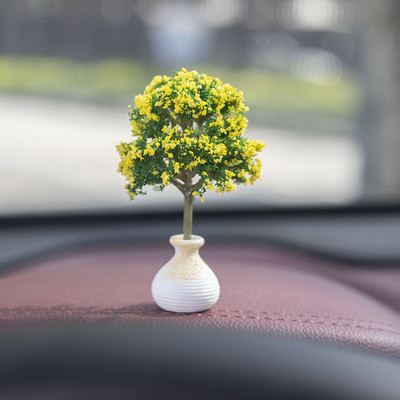 Új autós mini fa dekorációk középkonzol autóba szerelhető zöld növény kiegészítők szimulált virág dekoráció aranyos ajándék lányoknak