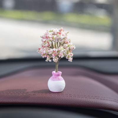 Új autós mini fa dekorációk középkonzol autóba szerelhető zöld növény kiegészítők szimulált virág dekoráció aranyos ajándék lányoknak