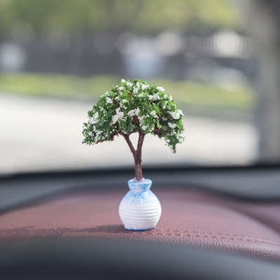 Új autós mini fa dekorációk középkonzol autóba szerelhető zöld növény kiegészítők szimulált virág dekoráció aranyos ajándék lányoknak
