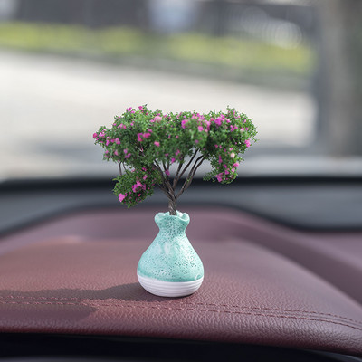 Új autós mini fa dekorációk középkonzol autóba szerelhető zöld növény kiegészítők szimulált virág dekoráció aranyos ajándék lányoknak