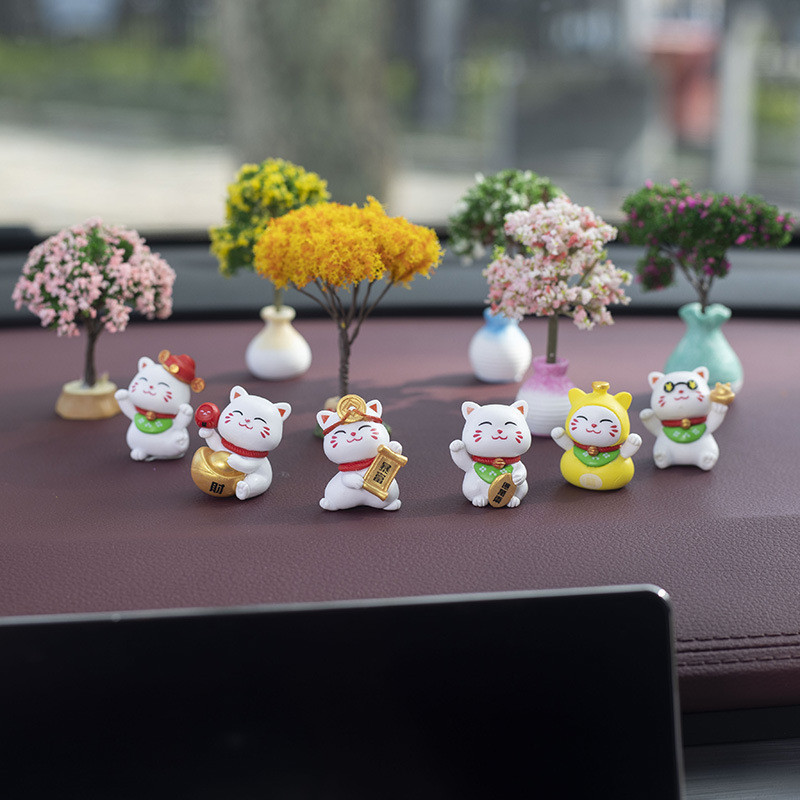 Új autós mini fa dekorációk középkonzol autóba szerelhető zöld növény kiegészítők szimulált virág dekoráció aranyos ajándék lányoknak