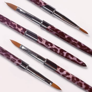 1 ΤΕΜ Βούρτσα νυχιών για τα μαλλιά Leopard Crystal Handle Acrylic Brush Pen Nail Gel Carving Building Dotting Drawing Tool