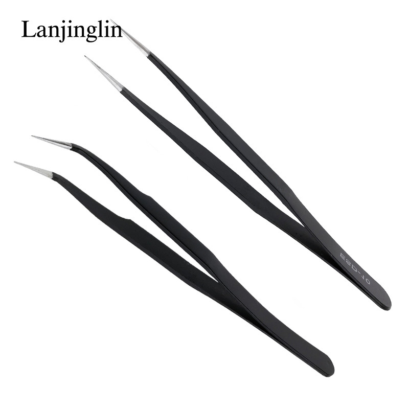 1PC Pensete pentru gene drepte și curbate din oțel inoxidabil Pensete pentru extensie de gene Instrumente de machiaj pentru gene false