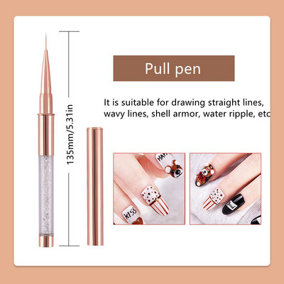 Nova korisna četkica za akrilni gel od ružičastog zlata Kistovi za crtanje UV gelom s čepom Metalna drška od dijamanata Salon DIY Alati za manikuru pinceles