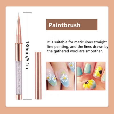 Nova korisna četkica za akrilni gel od ružičastog zlata Kistovi za crtanje UV gelom s čepom Metalna drška od dijamanata Salon DIY Alati za manikuru pinceles