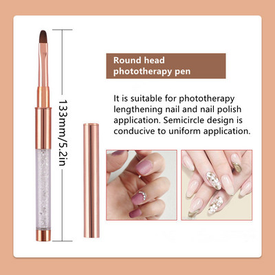 Nova korisna četkica za akrilni gel od ružičastog zlata Kistovi za crtanje UV gelom s čepom Metalna drška od dijamanata Salon DIY Alati za manikuru pinceles