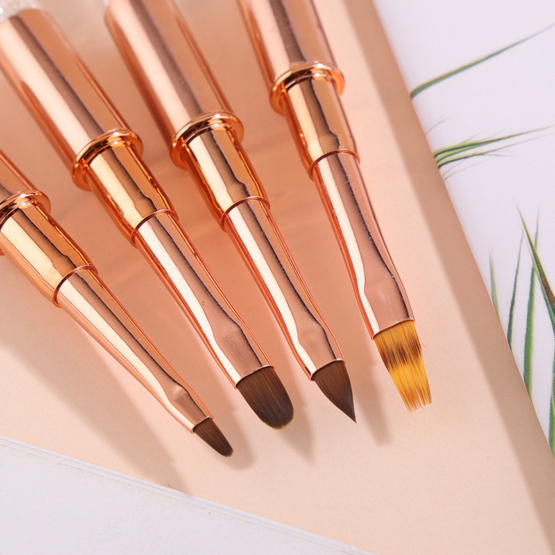 Nova korisna četkica za akrilni gel od ružičastog zlata Kistovi za crtanje UV gelom s čepom Metalna drška od dijamanata Salon DIY Alati za manikuru pinceles