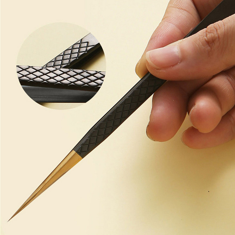 Pensetă pentru gene cu volum 3D Clip de extensie pentru gene profesională din oțel inoxidabil, cu bandă curbată individuală pentru extensie de gene.