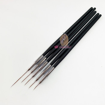Професионална черна дървена дръжка Четка за рисуване на нокти 3D накрайници Линии на ивици Направи си сам писалка за рисуване UV Gel Liner Комплект инструменти за рисуване на нокти