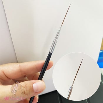 Професионална черна дървена дръжка Четка за рисуване на нокти 3D накрайници Линии на ивици Направи си сам писалка за рисуване UV Gel Liner Комплект инструменти за рисуване на нокти