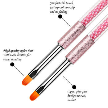 BQAN 4#6#8# Oval Brush Nail Art Brush UV Gel Polish Brush Pink Pearl Handle Painting Εργαλεία μανικιούρ με στυλό Nail Art Brush