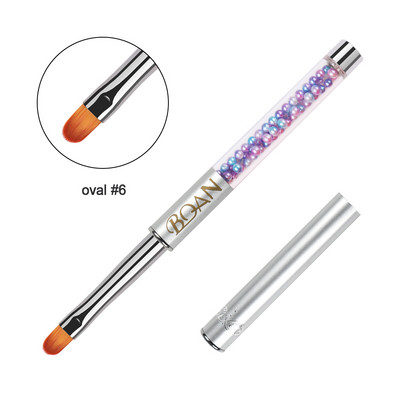 BQAN 4#6#8# Oval Brush Nail Art Brush UV Gel Polish Brush Pink Pearl Handle Painting Εργαλεία μανικιούρ με στυλό Nail Art Brush