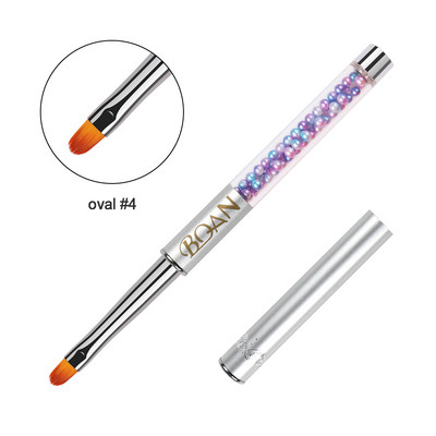 BQAN 4#6#8# Oval Brush Nail Art Brush UV Gel Polish Brush Pink Pearl Handle Painting Εργαλεία μανικιούρ με στυλό Nail Art Brush